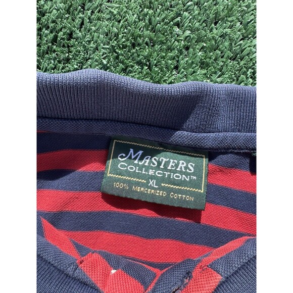 Masters Collection Mens Size XL Golf Polo Red/Navy Stripe Shirt - Picture 4 of 9